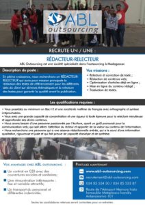 ABL outsourcing : affiche pour recrutement