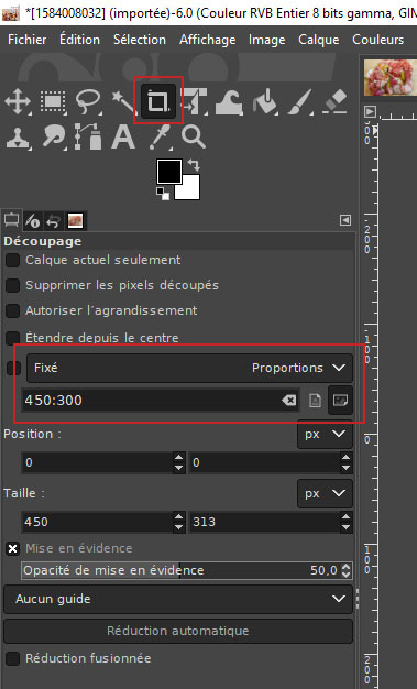 Gimp outil découpe