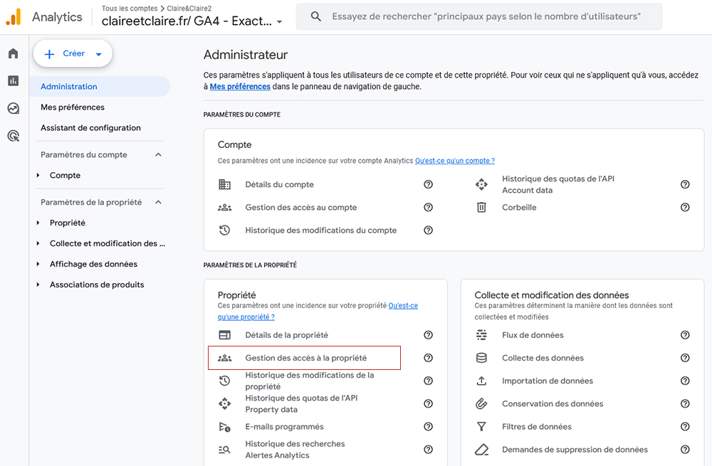 Tuto accès google analytics paramètre